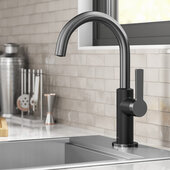 KRAUS® Oletto™  Single Handle Kitchen Bar Faucet in Matte Black / Spot Free Black Stainless Steel, Faucet Height: 12''