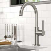KRAUS Oletto™ Single Handle Kitchen Bar Faucet in Spot Free Stainless Steel, Faucet Height: 12'' H, Spout Reach: 6-1/2'' D, Spout Height: 8'' H