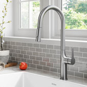 KRAUS Oletto Tall Pull-Down Single Handle Kitchen Faucet in Stainless Steel, 4-3/8'' W x 10-1/4'' D x 19-3/4'' H