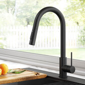 KRAUS Oletto Pull-Down Single Handle Kitchen Faucet in Matte Black, 4-1/8'' W x 10-3/4'' D x 16-1/4'' H