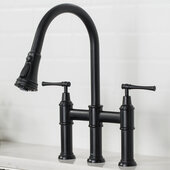  Allyn™ Transitional Bridge 16'' H Kitchen Faucet with Pull-Down Sprayhead in Matte Black Finish, Spout Height: 7-3/4'', Spout Reach: 9-3/8''