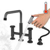  Urbix™ Color-Changing Industrial Bridge Kitchen Faucet with Side Sprayer and Colorsmart™ Technology in Matte Black / Grey