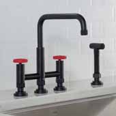  Urbix� Industrial Bridge Height Adjustable Kitchen Faucet with Side Sprayer in Matte Black/Red Finish, Spout Height: 8-3/8'' - 9-3/8'' Adjustable, Spout Reach: 9-3/4''
