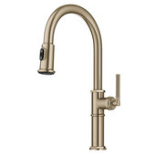 KRAUS Sellette™ Traditional Industrial Pull-Down Single Handle Kitchen Faucet, Brushed Gold, Faucet Height: 17-1/2'' H, Spout Reach: 8-7/8'' D
