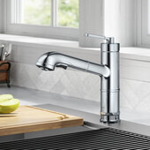 KRAUS Allyn™ Industrial Pull-Out Single Handle Kitchen Faucet, Chrome, Faucet Height: 10'' H, Spout Reach: 9'' D, Spout Height: 6-1/4'' H