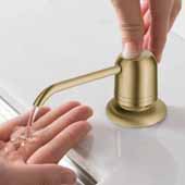 KRAUS Kitchen Soap and Lotion Dispenser in Brushed Gold, Pump Height: 2-3/8'' H, Spout Reach: 3-5/8'' D, Spout Height: 1-3/4'' H