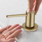 KRAUS Kitchen Soap and Lotion Dispenser in Brushed Gold, Pump Height: 2-3/4'' H, Spout Reach: 3-1/2'' D, Spout Height: 3-1/8'' H