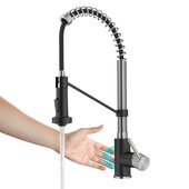 KRAUS Bolden™ Touchless Sensor Commercial Pull-Down Single Handle Kitchen Faucet, Spot-Free Stainless Steel/Matte Black, Faucet Height: 18'' H