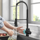 KRAUS Britt™ Touchless Sensor Commercial Pull-Down Single Handle Kitchen Faucet in Matte Black, Faucet Height: 22-1/4'' H; Spout Reach: 8-3/8'' D; Spout Height: 6-1/2'' H