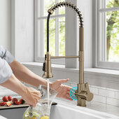 KRAUS Britt™ Touchless Sensor Commercial Pull-Down Single Handle Kitchen Faucet in Spot Free Antique Champagne Bronze, Faucet Height: 22-1/4'' H; Spout Reach: 8-3/8'' D; Spout Height: 6-1/2'' H