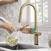 KRAUS Oletto™ Tall Modern�Single-Handle�Touch�Kitchen�Sink�Faucet with�Pull Down Sprayer�in Brushed Gold, Faucet Height: 19-7/8'' H, Spout Height: 10-1/2'' H, Spout Reach: 8-5/8'' D