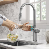KRAUS Oletto™ Tall Modern Single-Handle Touch Kitchen Sink Faucet with Pull Down Sprayer in Spot Free Stainless Steel, Faucet Height: 19-7/8'' H, Spout Height: 10-1/2'' H, Spout Reach: 8-5/8'' D