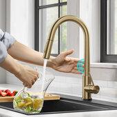 KRAUS Oletto™ Contemporary Single-Handle Touch Kitchen Sink Faucet with Pull Down Sprayer in Brushed Gold, Faucet Height: 16-3/8'' H, Spout Height: 8'' H, Spout Reach: 9'' D