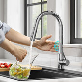 KRAUS Oletto™ Contemporary Single-Handle Touch Kitchen Sink Faucet with Pull Down Sprayer in Chrome, Faucet Height: 16-3/8'' H, Spout Height: 8'' H, Spout Reach: 9'' D