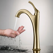 KRAUS Arlo™ Brushed Gold Tall Vessel Bathroom Faucet with Pop-Up Drain, Faucet Height: 12-1/8'' H, Spout Reach: 5-1/8'' D, Spout Height: 8-1/8'' H
