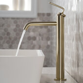 KRAUS Ramus™ Single Handle Vessel Bathroom Sink Faucet with Pop-Up Drain in Brushed Gold, Faucet Height: 12-7/8'' H, Spout Reach: 6-1/4'' D, Spout Height: 8-3/4'' H
