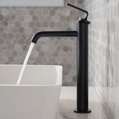 KRAUS Ramus™ Single Handle Vessel Bathroom Sink Faucet with Pop-Up Drain in Matte Black, Faucet Height: 12-7/8'' H, Spout Reach: 6-1/4'' D, Spout Height: 8-3/4'' H