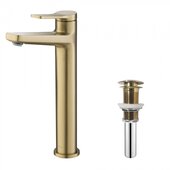  Indy™ Single Handle Vessel Bathroom Faucet and Pop Up Drain in Brushed Gold, Spout Height: 9-1/4', Spout Reach: 5-1/8'
