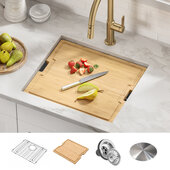 KRAUS Kore™ 21'' Undermount Workstation 16 Gauge Stainless Steel Single Bowl Kitchen Sink with Accessories, 21'' W x 19'' D x 10-1/2'' H