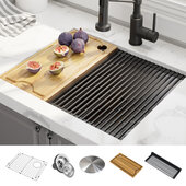 KRAUS Kore™ Workstation 23'' W Undermount 16 Gauge Single Bowl Stainless Steel Kitchen Sink with Accessories, 23'' W x 19'' D x 10-1/2'' H