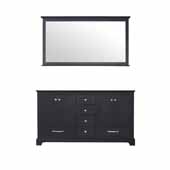  Dukes 60'' Espresso Double Vanity Base Only With 58'' Mirror, 59''W x 21-1/2''D x 33-1/4''H