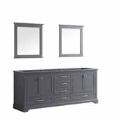  Dukes 80'' Dark Grey Double Vanity Base Only With 30'' Mirrors, 79''W x 21-1/2''D x 33-1/4''H