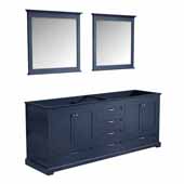  Dukes 80'' Navy Blue Double Vanity Base Only With 30'' Mirrors, 79''W x 21-1/2''D x 33-1/4''H