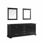  Dukes 80'' Espresso Double Vanity Base Only With 30'' Mirrors, 79''W x 21-1/2''D x 33-1/4''H