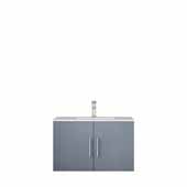  Geneva 30'' Dark Grey Single Vanity, White Carrara Marble Top, White Square Sink, 30''W x 22''D x 19''H