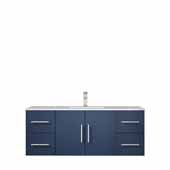  Geneva 48'' Navy Blue Single Vanity, White Carrara Marble Top, White Square Sink, 48''W x 22''D x 19''H