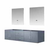  Geneva 72'' Dark Grey Double Vanity Base Only With 30'' LED Mirrors, 71-1/4''W x 21-1/2''D x 18-1/4''H