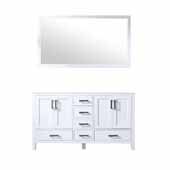  Jacques 60'' White Double Vanity Base Only With 58'' Mirror, 59''W x 21-1/2''D x 33-1/4''H