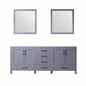  Jacques 80'' Dark Grey Double Vanity Base Only With 30'' Mirrors, 79''W x 21-1/2''D x 33-1/4''H