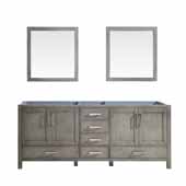 Jacques 80'' Distressed Grey Double Vanity Base Only With 30'' Mirrors, 79''W x 21-1/2''D x 33-1/4''H