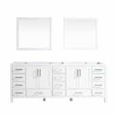  Jacques 84'' White Double Vanity Base Only With 34'' Mirrors, 83''W x 21-1/2''D x 33-1/4''H
