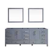  Jacques 84'' Dark Grey Double Vanity Base Only With 34'' Mirrors, 83''W x 21-1/2''D x 33-1/4''H