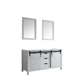  Marsyas, 60'' W White Double Sink Bathroom Vanity (Cabinet Only) and Two 24'' W Vanity Mirrors, 59-1/2'' W x 22'' D x 32'' H