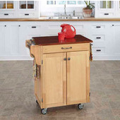Mix & Match 2 Door w/ Drawer Cuisine Cart Cabinet, Natural Finish with Cherry Top, 32-1/2'' W x 18-3/4'' D x 35-1/2'' H