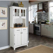 Mix and Match White buffet server with 2 door hutch and natural top