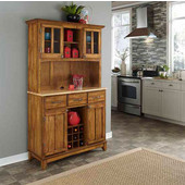 Mix and Match large Dark Cottage Oak Stain buffet server with two-door hutch and Natural wood top