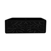  Gothichaus Collection Reversible Fireclay Sink with Gothic Swirl/Fluted Design Front Apron in Black, 30''W x 18''D x 10''H