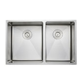  Chef''s Series Commercial Grade 16 Gauge Handcrafted Double-Bowl Undermount Stainless Steel Sink, 30''W x 19''D x 9'' and 7''H