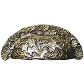  Florals & Leaves Collection 4-1/8'' Wide Florid Leaves Cabinet Bin Pull in Antique Brass, 4-1/8'' W x 1-1/8'' D x 1-3/4'' H