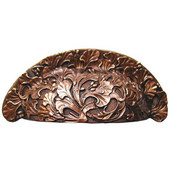  Florals & Leaves Collection 4-1/8'' Wide Florid Leaves Cabinet Bin Pull in Antique Copper, 4-1/8'' W x 1-1/8'' D x 1-3/4'' H