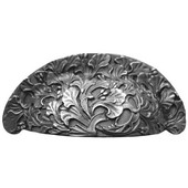  Florals & Leaves Collection 4-1/8'' Wide Florid Leaves Cabinet Bin Pull in Antique Pewter, 4-1/8'' W x 1-1/8'' D x 1-3/4'' H