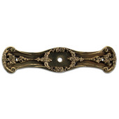  Tuscan Collection 4'' Wide Fruit of the Vine Cabinet Backplate in Brite Brass, 4'' W x 1/8'' D x 15/16'' H
