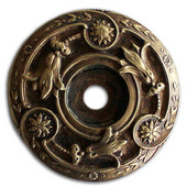  Jewels Collection 1-5/16'' Diameter Jeweled Lily Round Cabinet Backplate in Antique Brass, 1-5/16'' Diameter x 3/16'' D