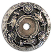  Jewels Collection 1-5/16'' Diameter Jeweled Lily Round Cabinet Backplate in Brite Nickel, 1-5/16'' Diameter x 3/16'' D