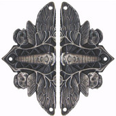  Period Pieces Collection 1-1/4'' Wide Cicada on Leaves Cabinet Hinge Plate Set (Sold in Pairs) in Antique Pewter, 1-1/4'' W x 1/8'' D x 2-5/8'' H