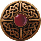 Nouveau Collection 1-3/8'' Diameter Celtic Jewel Round Cabinet Knob in Antique Copper with Red Carnelian Natural Stone, 1-3/8'' Diameter x 1-1/8'' D